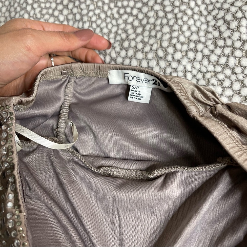 Forever 21 Taupe Strapless Scrunch Dress Size S - Picture 5 of 8